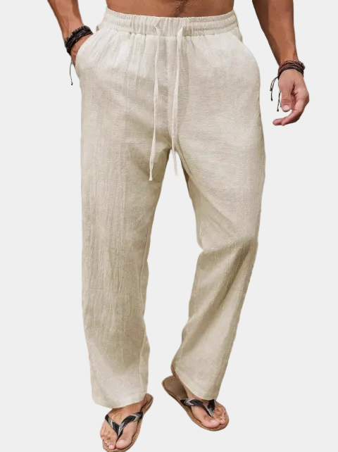 Pantalon homme droit à cordon, coloris Beige