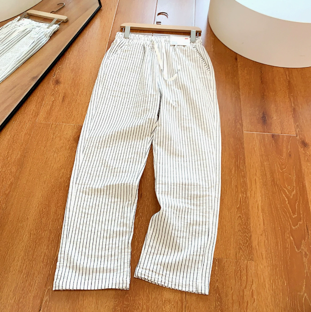 Pantalon homme rayé ample, coloris Blanc
