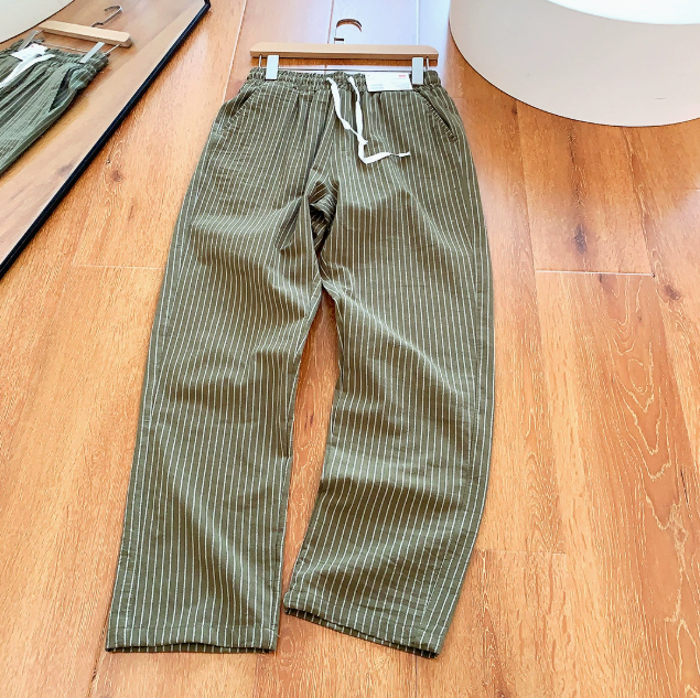 Pantalon homme rayé ample, coloris Vert