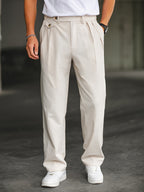 Pantalon homme taille boutonnée, coloris Beige, vue principale