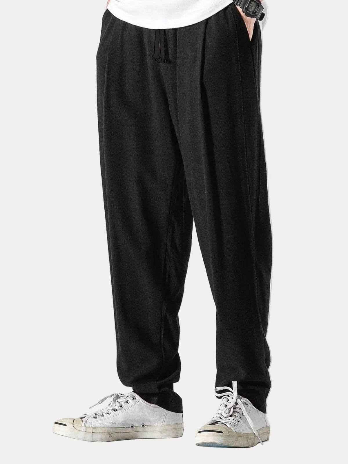 Pantalon homme taille élastique, coloris Noir