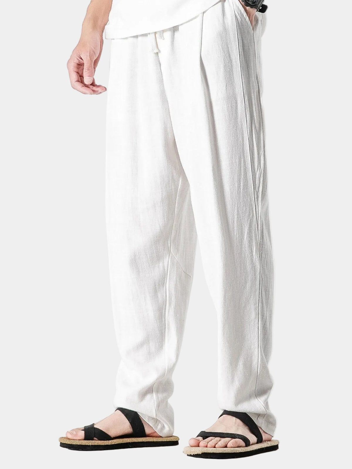 Pantalon homme taille élastique, coloris Blanc