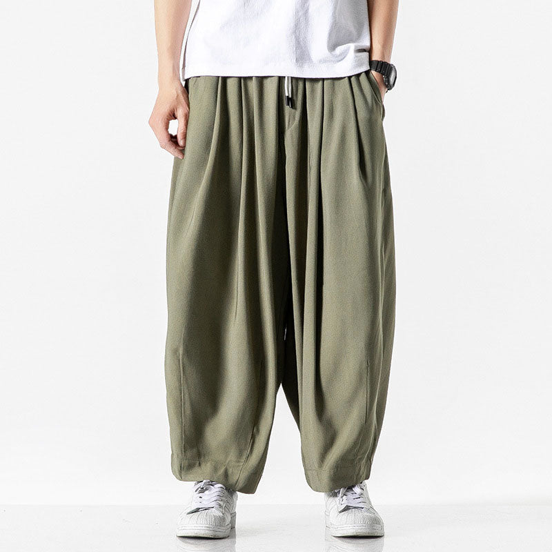 Pantalon homme taille élastique ample, coloris Vert