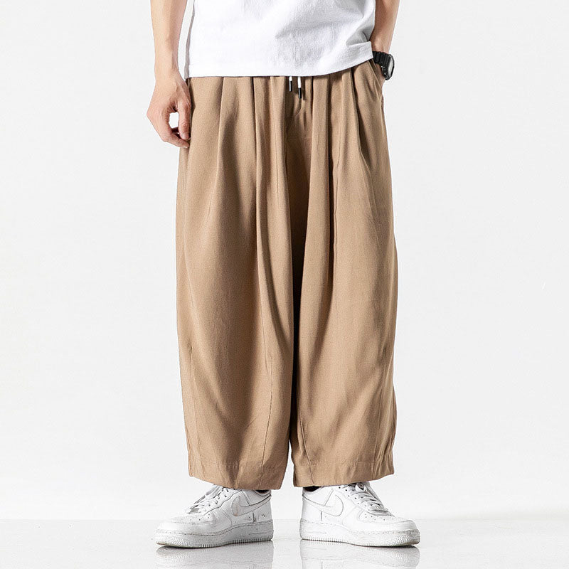 Pantalon homme taille élastique ample, coloris Kaki