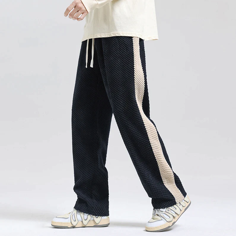 Pantalon homme texturé à cordon, coloris Noir