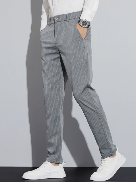 Pantalon homme slim rayé, coloris Gris, vue 3