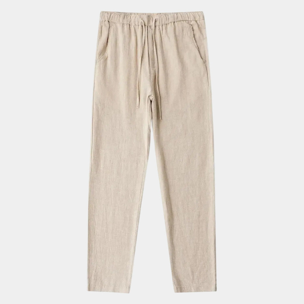 Pantalon homme taille élastiquée cordon, coloris Beige