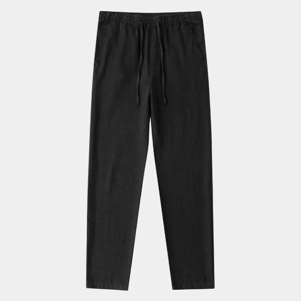 Pantalon homme taille élastiquée cordon, coloris Noir
