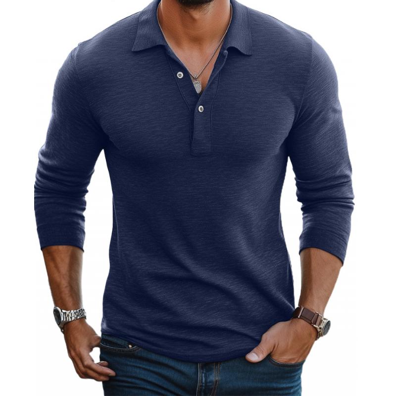 Polo Homme Décontracté en Mélange de Coton, coloris Marine