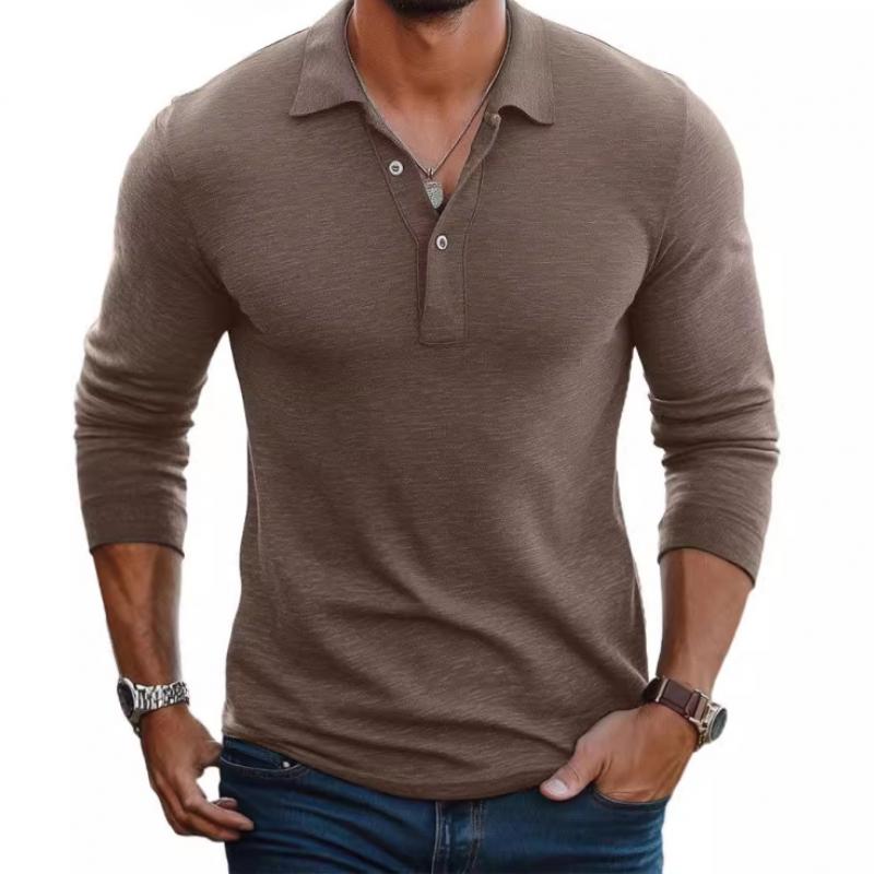 Polo Homme Décontracté en Mélange de Coton, coloris Brun