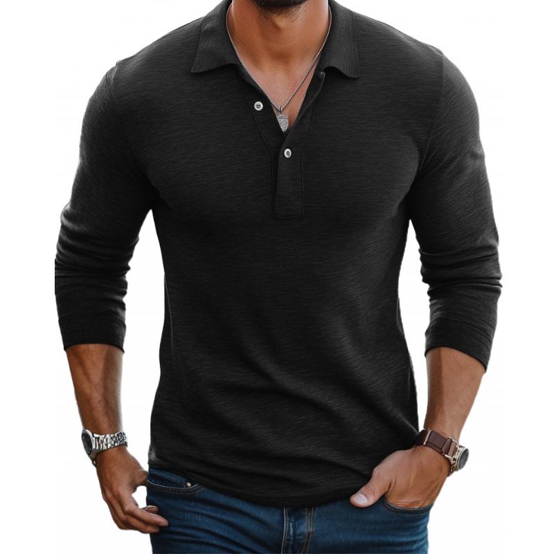 Polo Homme Décontracté en Mélange de Coton, coloris Noir