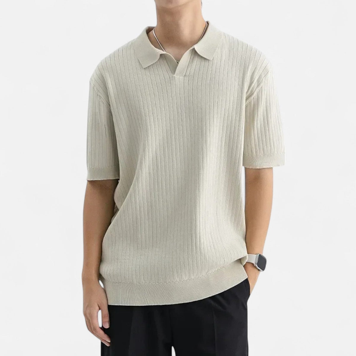 Polo homme côtel, coloris Beige
