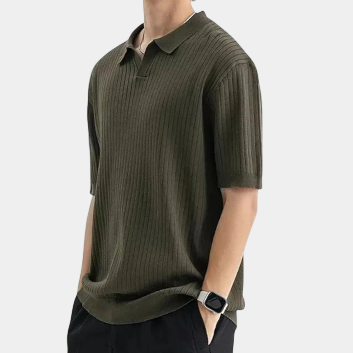Polo homme côtel, coloris Vert