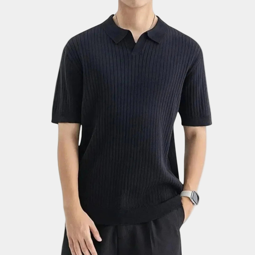 Polo homme côtel, coloris Noir