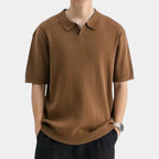 Polo homme côtel, coloris Marron