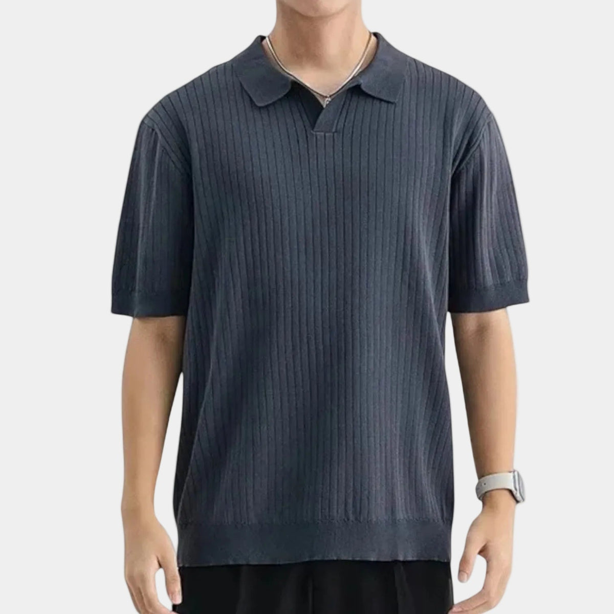 Polo homme côtel, coloris Gris