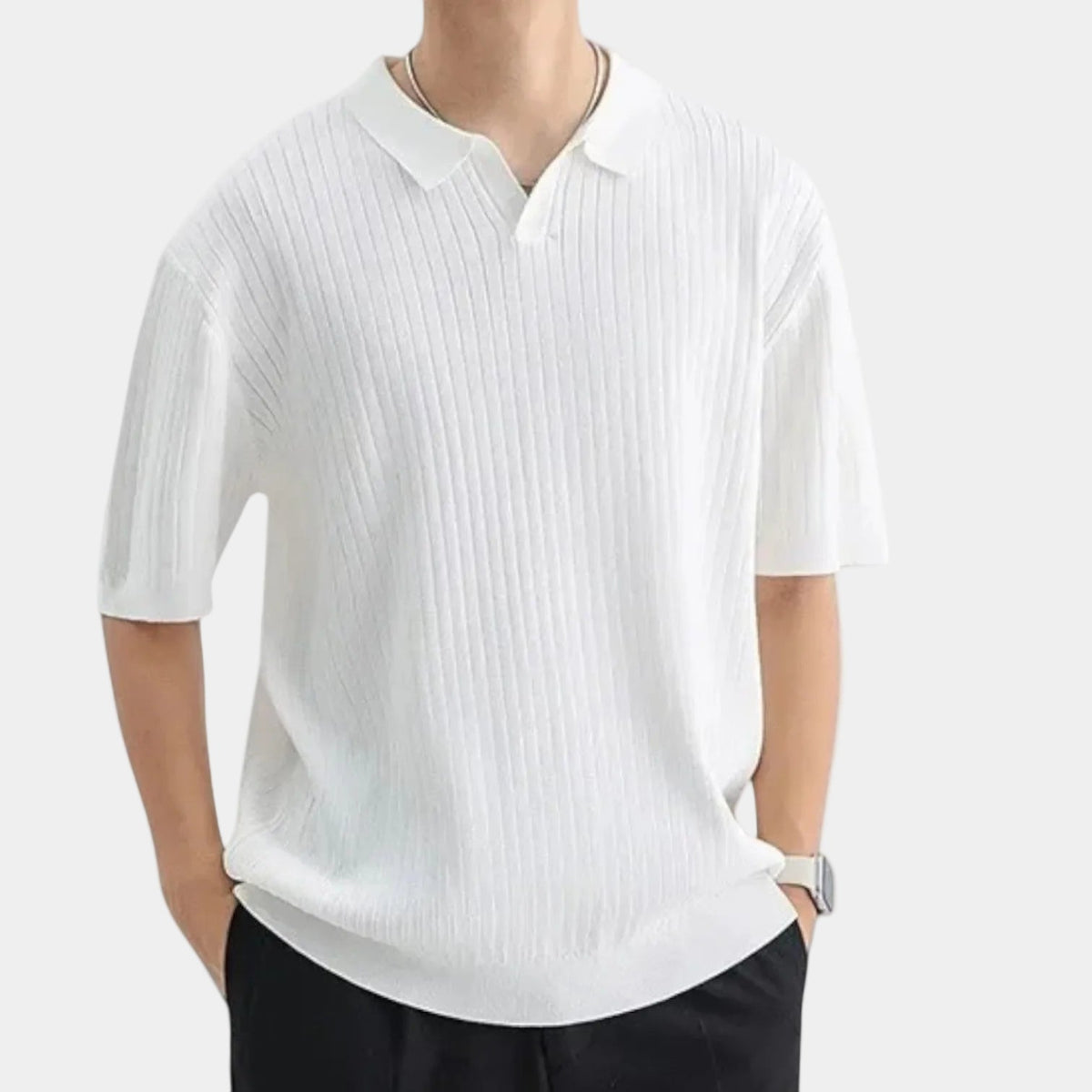 Polo homme côtel, coloris Blanc