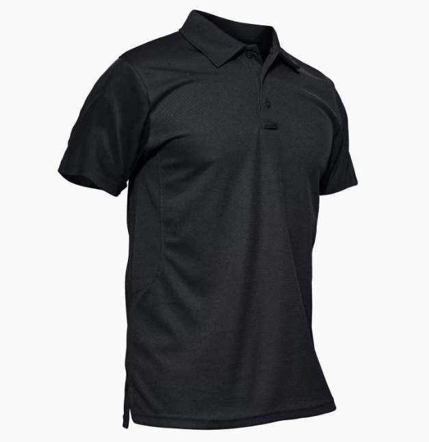 Polo homme boutonné manches courtes, coloris Noir