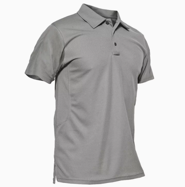 Polo homme boutonné manches courtes, coloris Gris