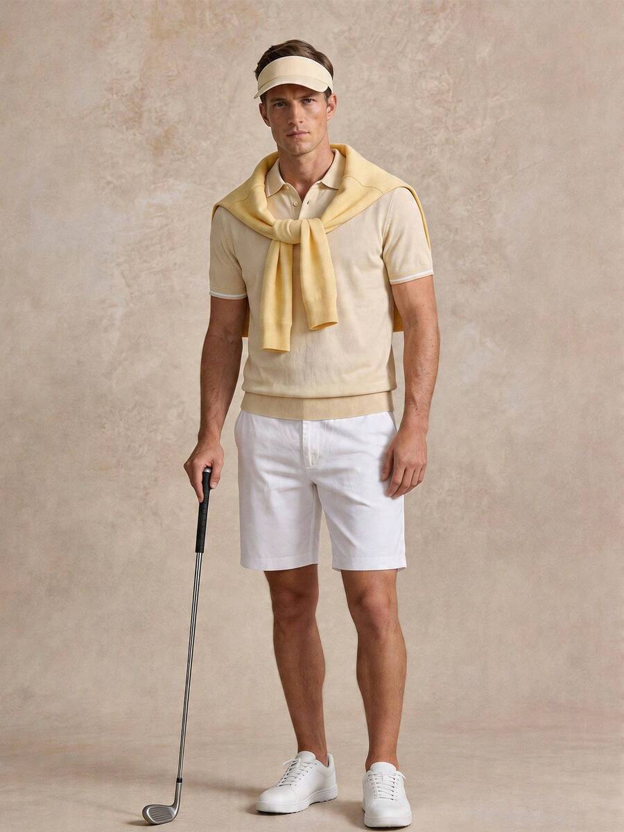 Polo homme col côtelé, coloris Beige, vue 2