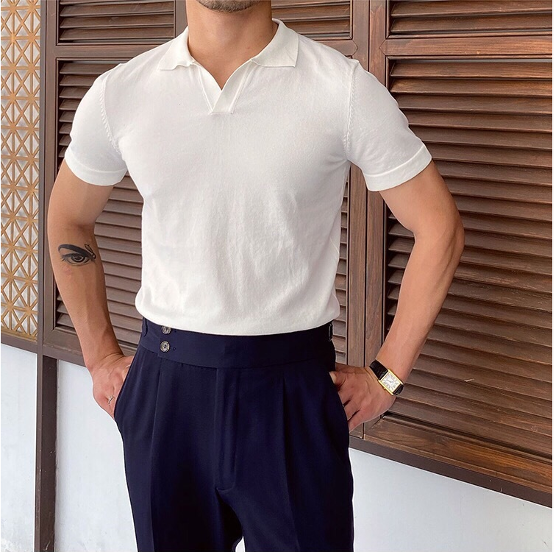 Polo homme col ouvert, coloris Blanc