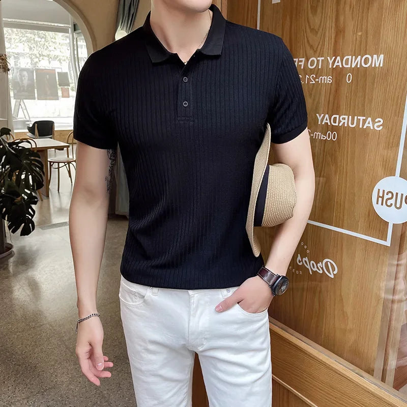 Polo homme boutonné, coloris Noir