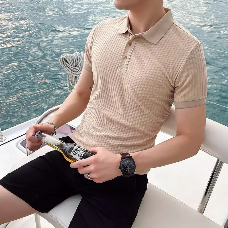 Polo homme boutonné, coloris Abricot