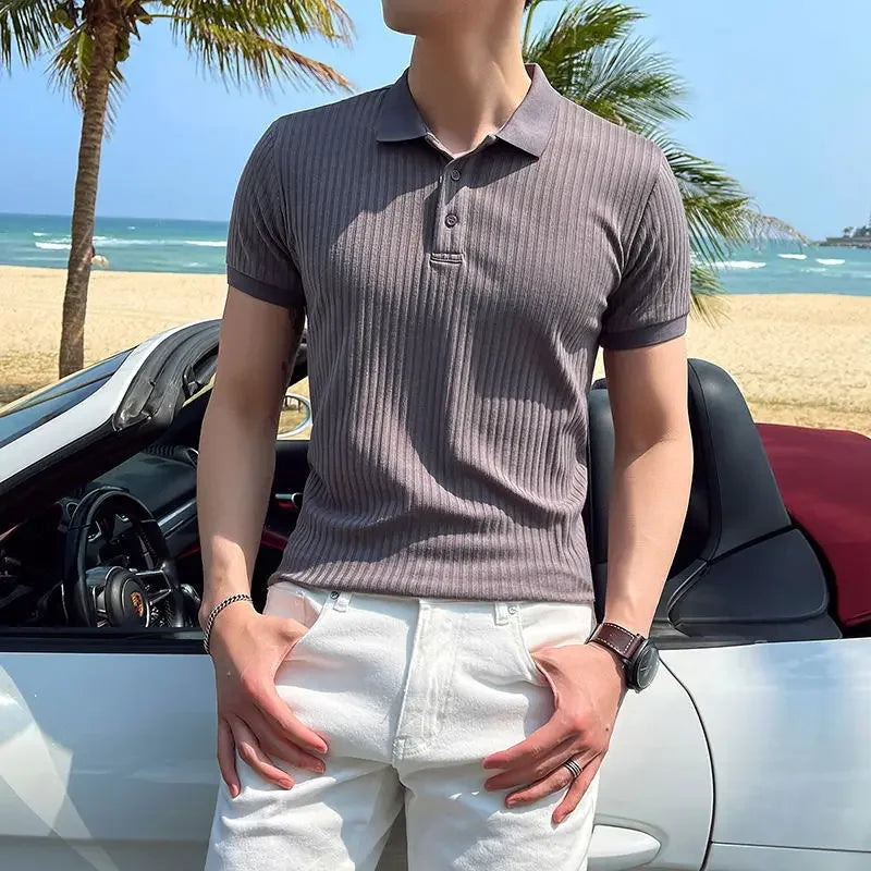 Polo homme boutonné, coloris Gris