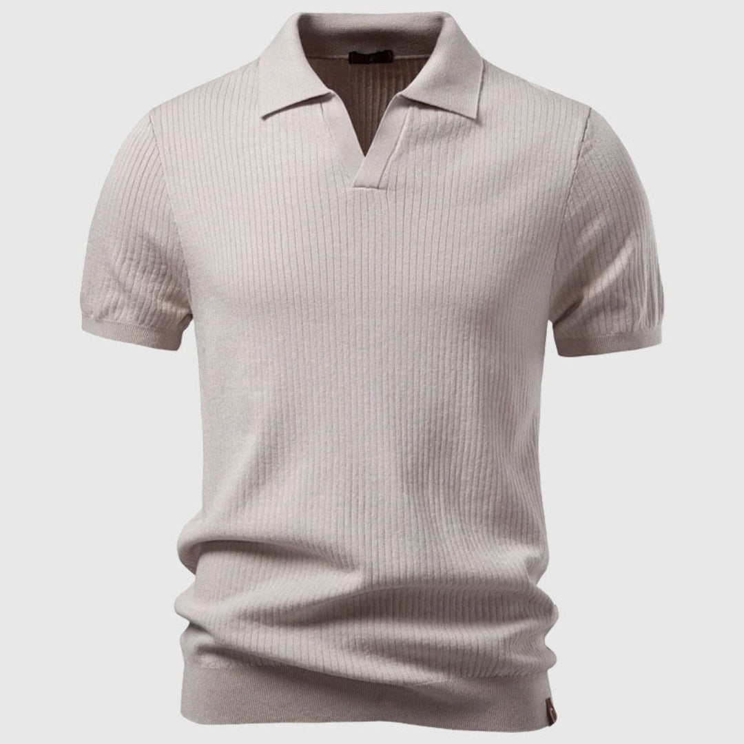 Polo homme maille côtelée, coloris Kaki