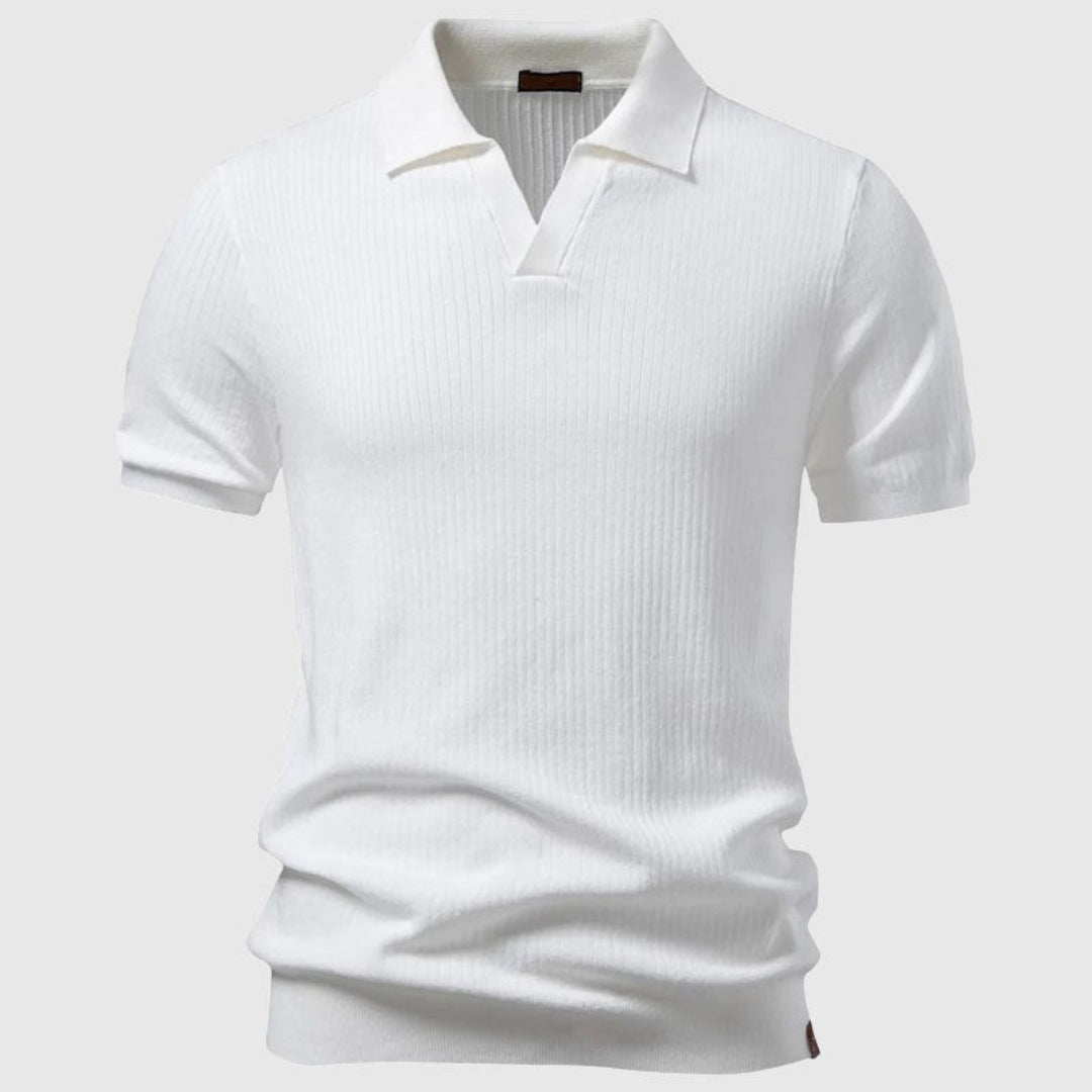 Polo homme maille côtelée, coloris Blanc