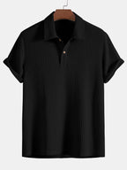 Polo homme maille gaufrée, coloris Noir