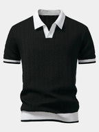 Polo homme maille texturée, coloris Noir