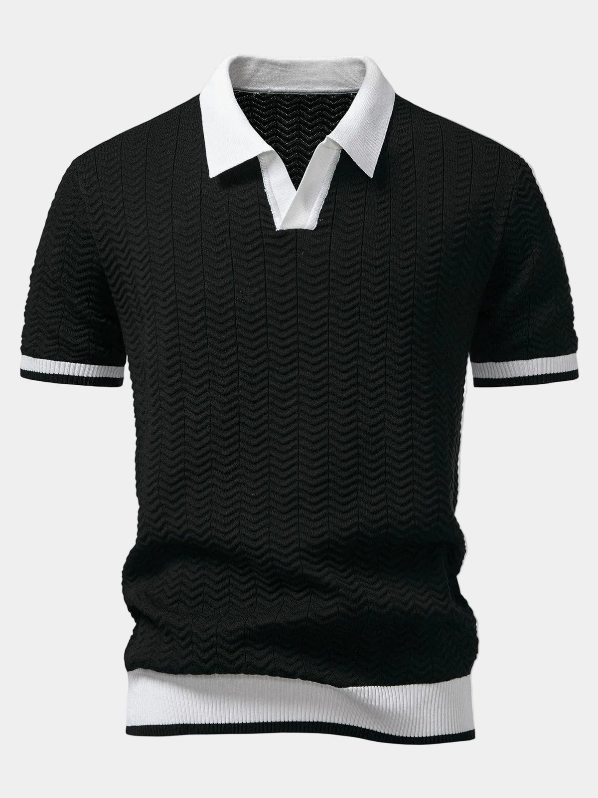 Polo homme maille texturée, coloris Noir