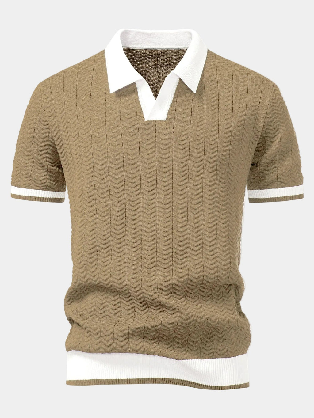 Polo homme maille texturée, coloris Bronzé