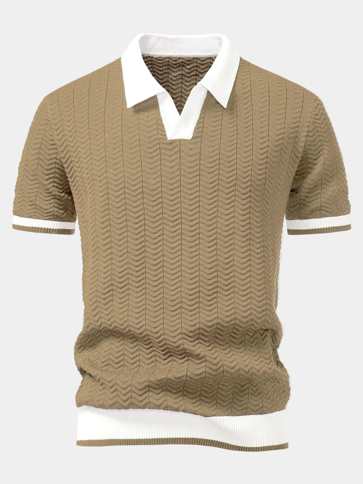 Polo homme maille texturée, coloris Bronzé