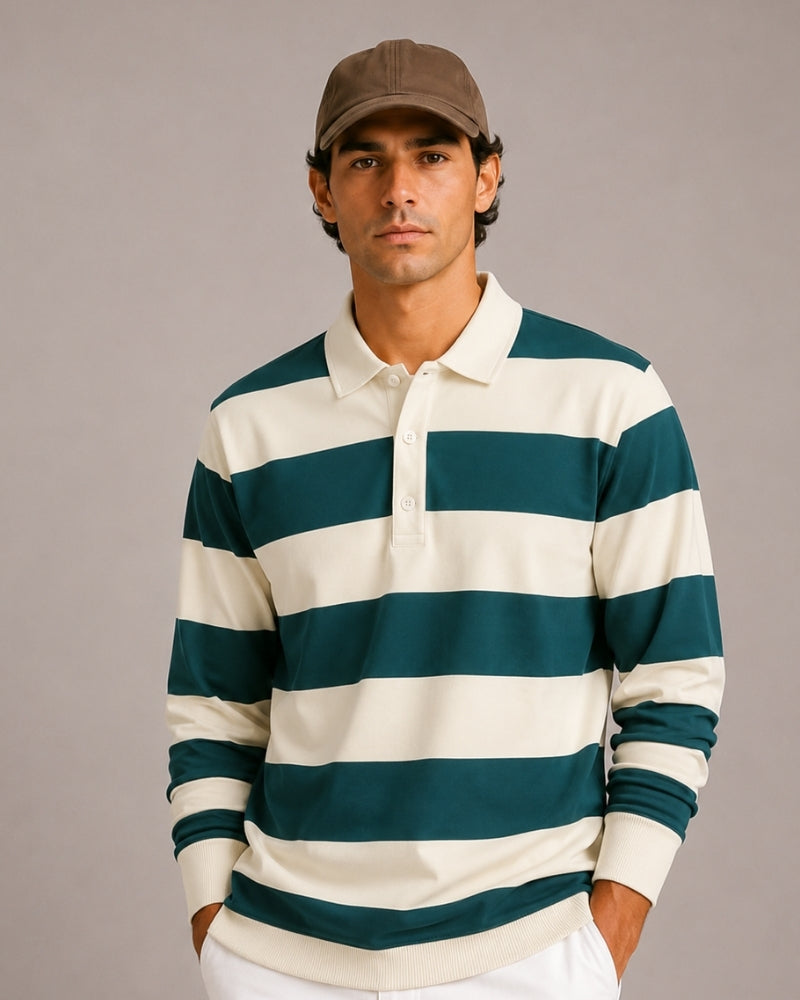Polo homme rayé manches longues, vue 9