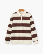 Polo homme rayé manches longues, coloris Marron