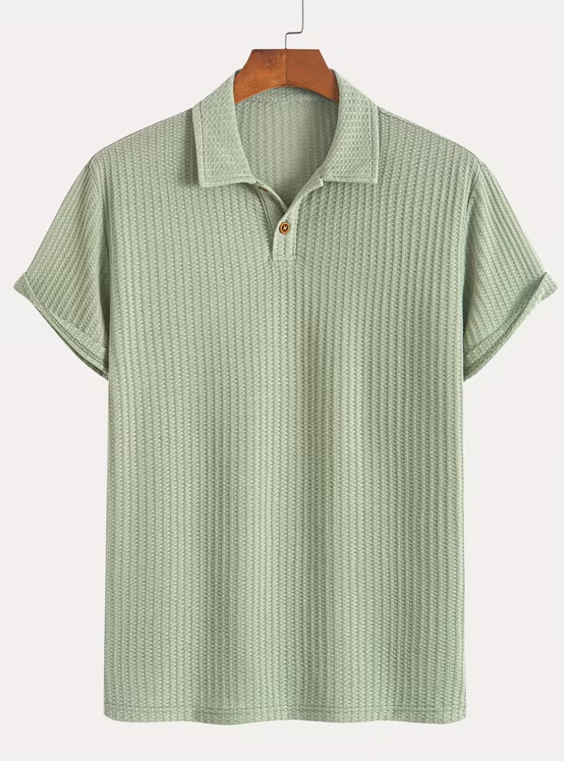 Polo homme texturé, coloris Vert sauge