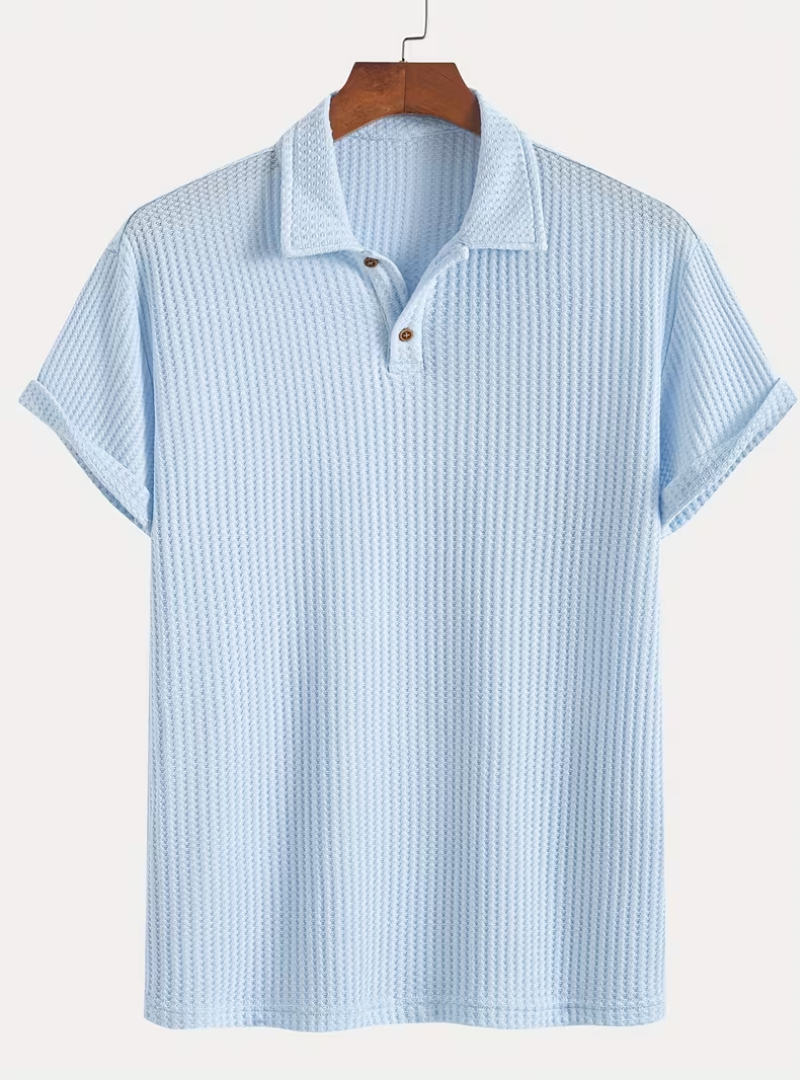 Polo homme texturé, coloris Bleu clair