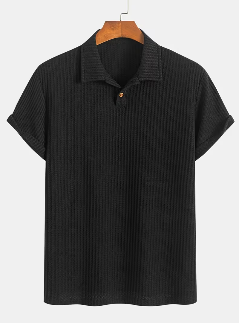 Polo homme texturé, coloris Noir