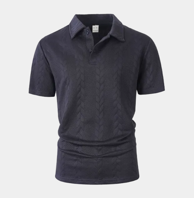 Polo homme texturé manches courtes, coloris Bleu marine