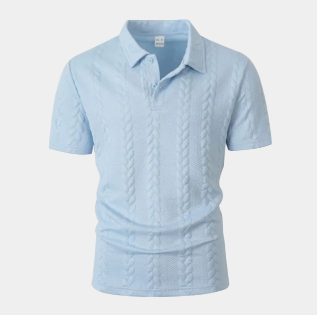 Polo homme texturé manches courtes, coloris Bleu clair