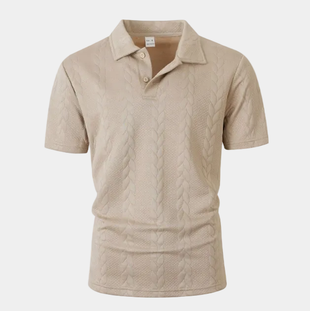 Polo homme texturé manches courtes, coloris Kaki