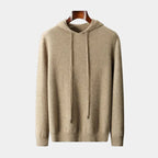 Pull homme capuche maille, coloris Kaki, vue principale