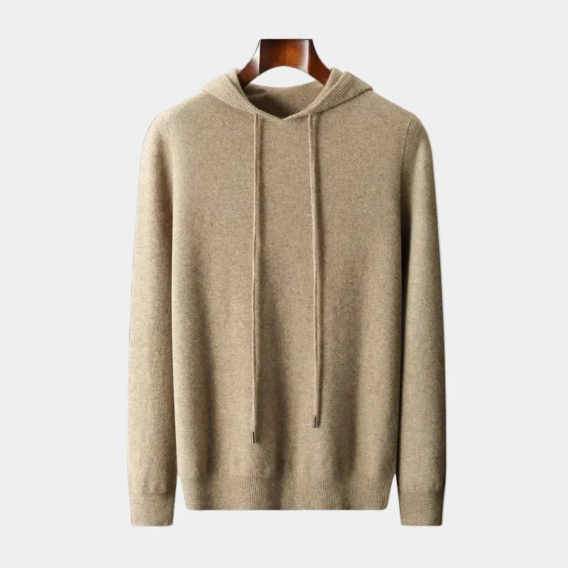 Pull homme capuche maille, coloris Kaki, vue principale