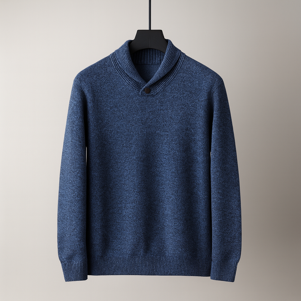 Pull homme col châle, coloris Bleu