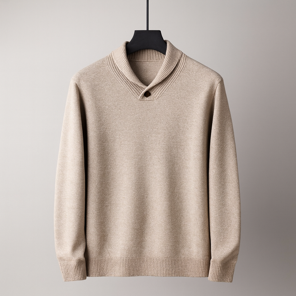 Pull homme col châle, coloris Beige