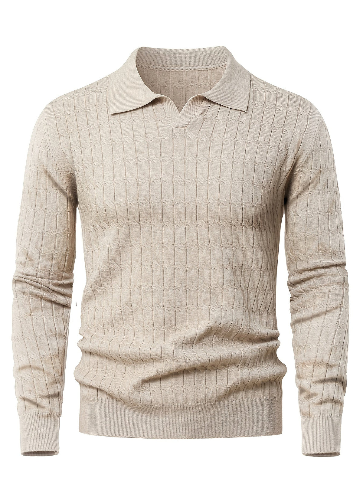 Pull homme col polo, coloris Beige