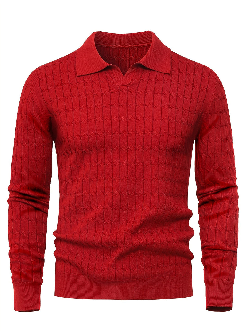 Pull homme col polo, coloris Rouge foncé