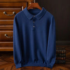 Pull homme col polo boutonné, coloris Bleu marine